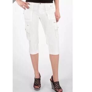 NWT Rock Revival Cargo Cropped White Pants Size 30 Style REC032W2